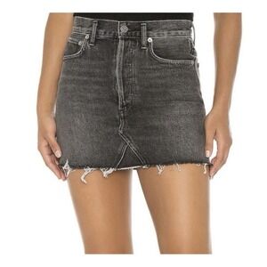 Agolde Quinn High Rise Mini Skirt‎ in Jinx Women's Size 30 Black Denim Classic